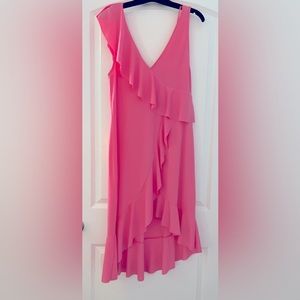 Zara pink sleeveless high low ruffle dress. Size medium. Like new worn once.